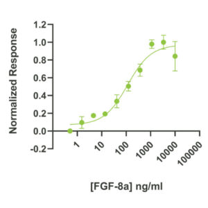 Bioactivity graph showing the EC50 of 110 ng/ml (5.2 nM) for Qkine recombinant human FGF-8a